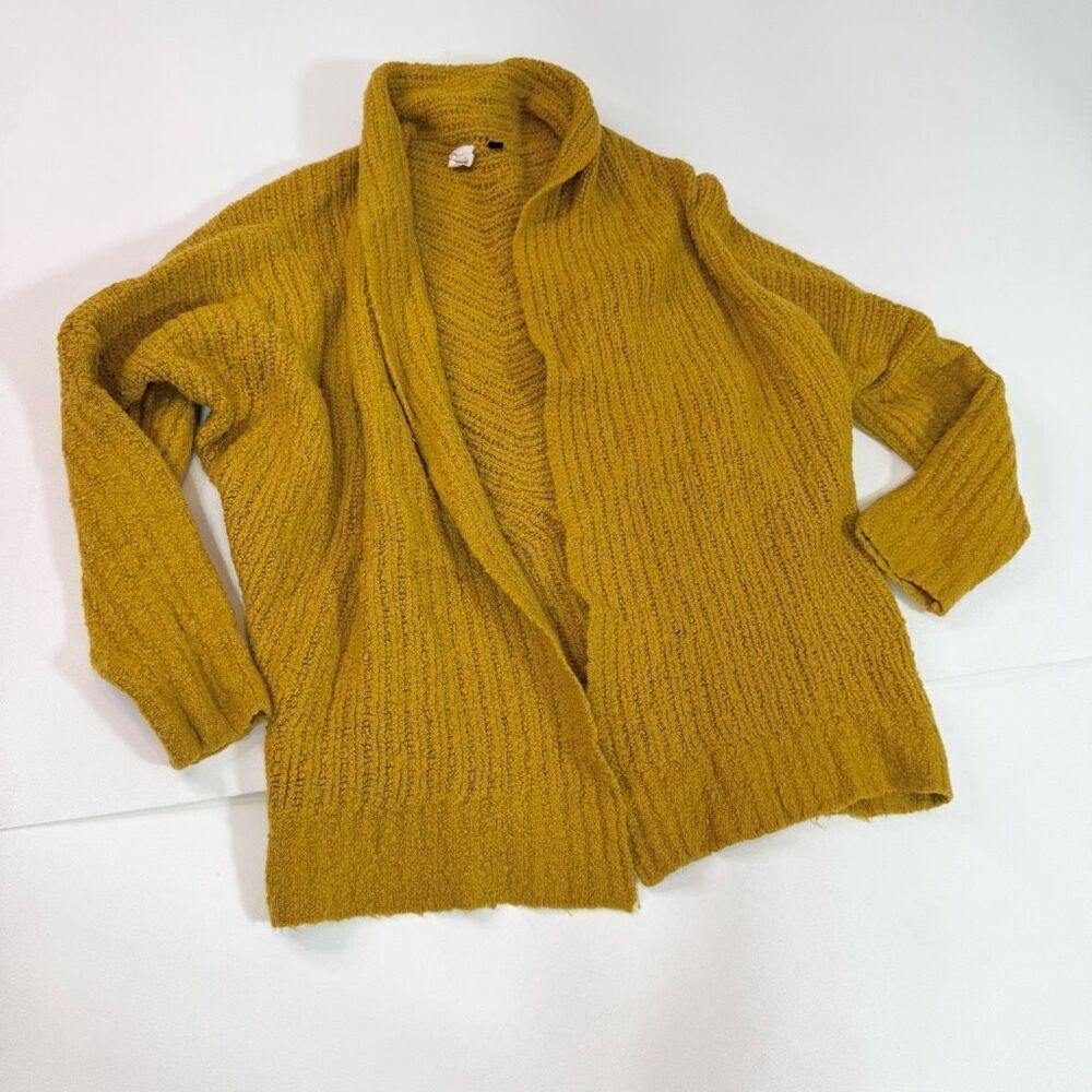 Anthropologie Sleeping On Snow Sweater Womens Wool Blend Cardigan Mustard Small